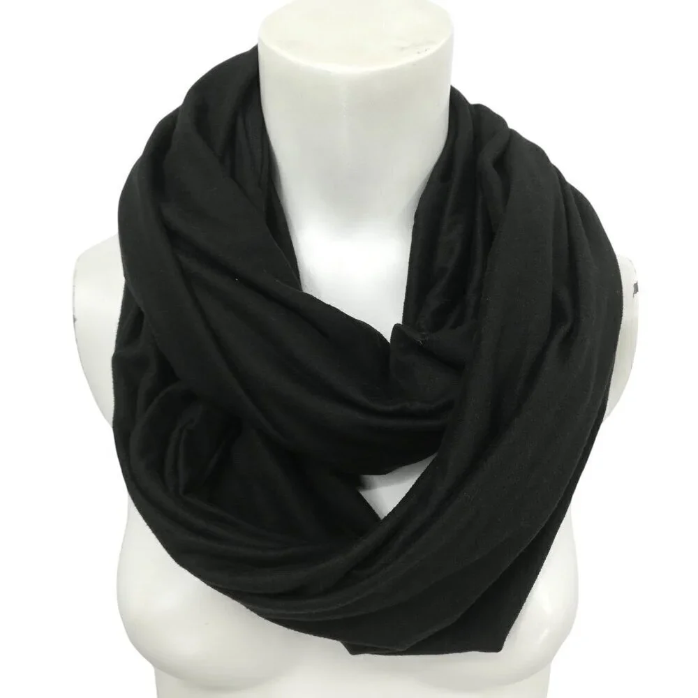 Beyond Yoga Pocket Infinity Scarf Black Zipper Hidden Neck Warmer Athletic